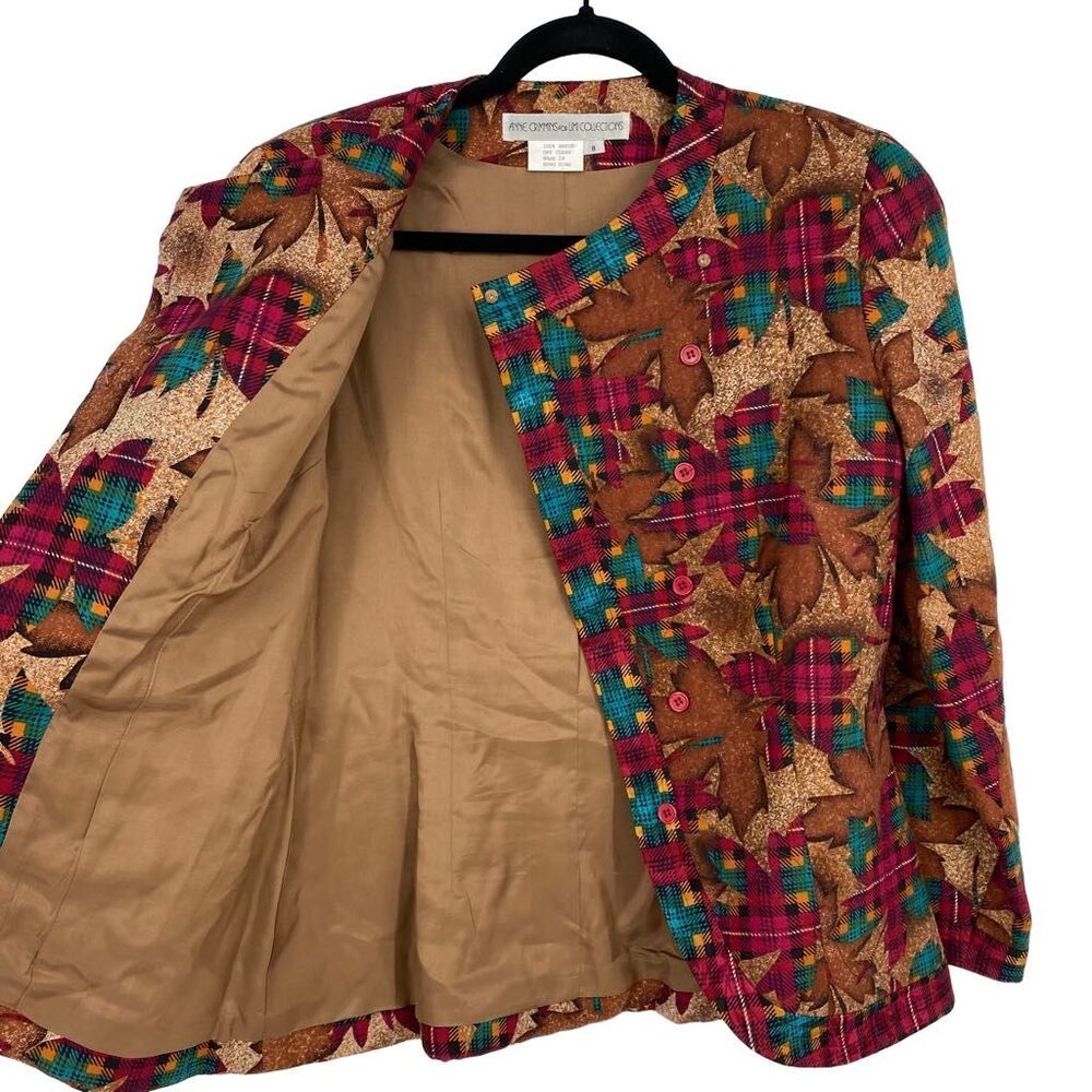 Vintage ANNE CRIMMINS Collections Fall Leaf Novelty Blazer Size 8 Quilted - Picture 9 of 9